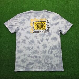 Quiksilver Tshirt Mens Large Blue Tie Beach Casual‎ Surfer Regular Fit